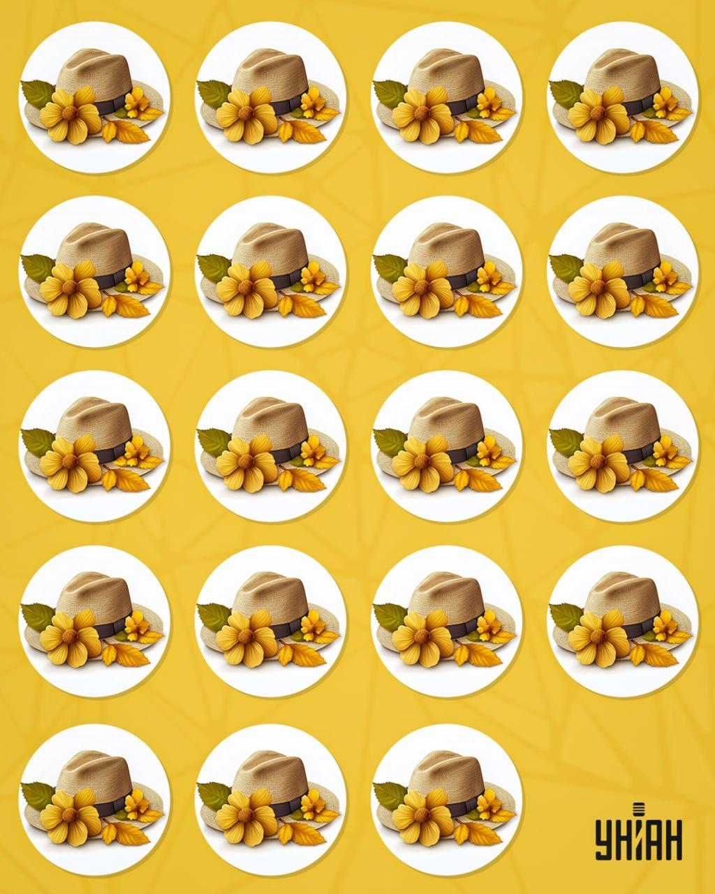 Reikia rasti keistą kepurę tarp krūvos kitų / koliažas Moje